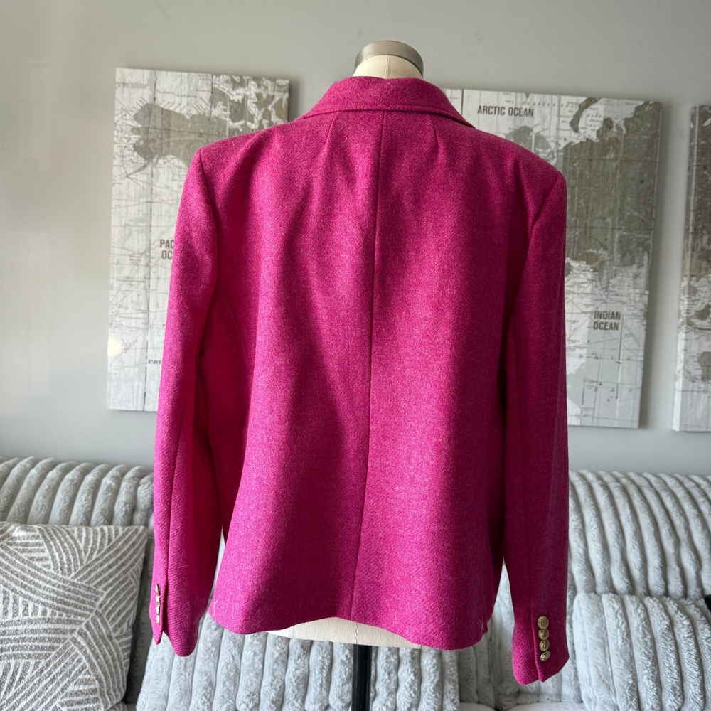 J.Crew Womens Pink Moon Wool Blazer Gold‎ Crest Button BU028 Size 18 NEW - Picture 3 of 9